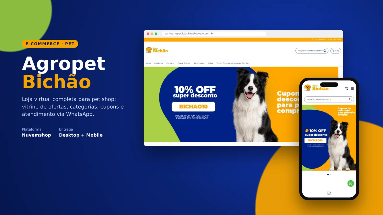 Loja virtual Agropet Bichão no computador e no celular